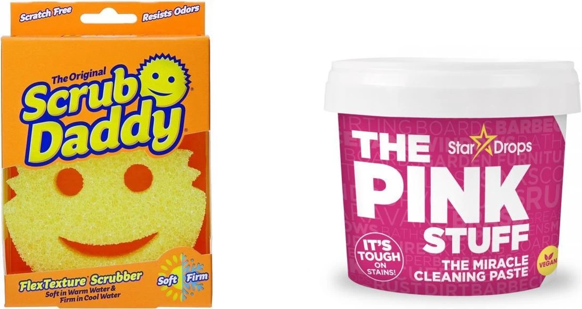 Scrub Daddy Schuurspons - Krasvrij Schoonmaken - Inclusief The Pink Stuff Paste 1 Scrub Daddy Schuurspons - Krasvrij Schoonmaken - Inclusief The Pink Stuff Paste