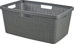 Curver Jute Wasmand Met Deksel 58L + Wasmand 46L - Donkergrijs -Huishoudelijke Schoonmaak 1200x718