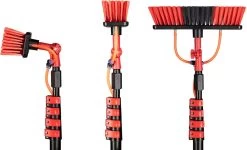 Umuzi Cleaning Telescopische Waterborstel - Uitschuifbare Schrobborstel Voor Ramen, Gevel En Huis - 1,3 Tot 4,6 Meter - Reiniger Met 4 Uitschuifbare Delen - Zeepdispenser Met Doseerknop -Huishoudelijke Schoonmaak 1200x728