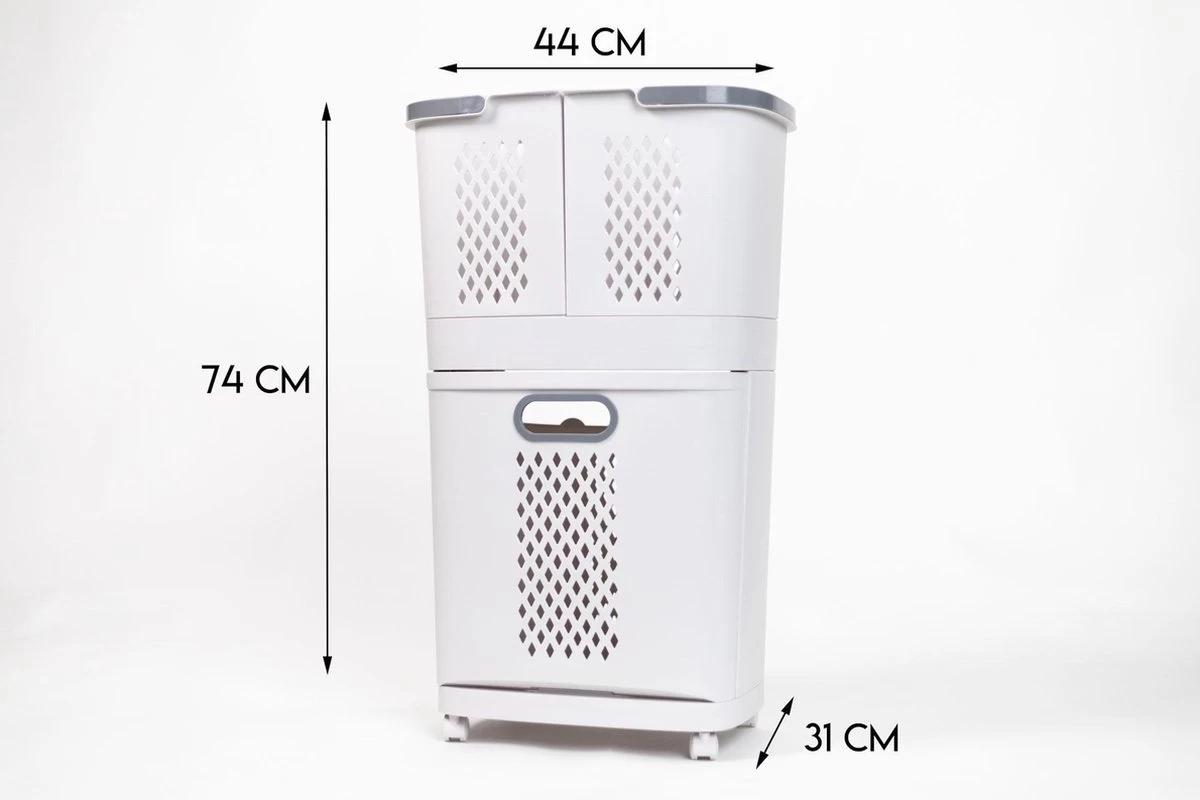 Sens Design Wasmanden Met Deksel - Wassorteerder 3 Vakken Op Wieltjes 11 Sens Design Wasmanden Met Deksel - Wassorteerder 3 Vakken Op Wieltjes - Afbeelding 11