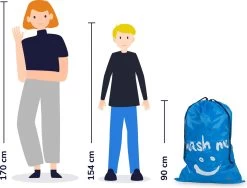 Wonair - Waszakken Voor Wasgoed - 60x90cm - Hemelsblauw - Met Trekkoord -Huishoudelijke Schoonmaak 1200x913