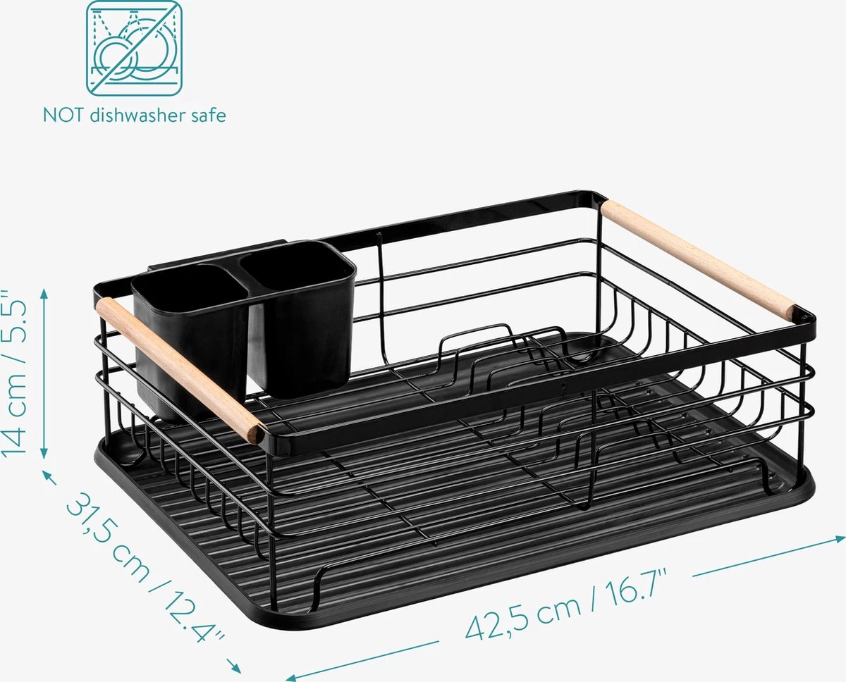 Navaris Afdruiprek Met Uitneembare Bestekhouder - Afwasrek Met Losse Lekbak - Vaatwasrek Met Plateau - Voor Bestek, Borden, Schalen En Pannen 4 Navaris Afdruiprek Met Uitneembare Bestekhouder - Afwasrek Met Losse Lekbak - Vaatwasrek Met Plateau - Voor Bestek, Borden, Schalen En Pannen - Afbeelding 4