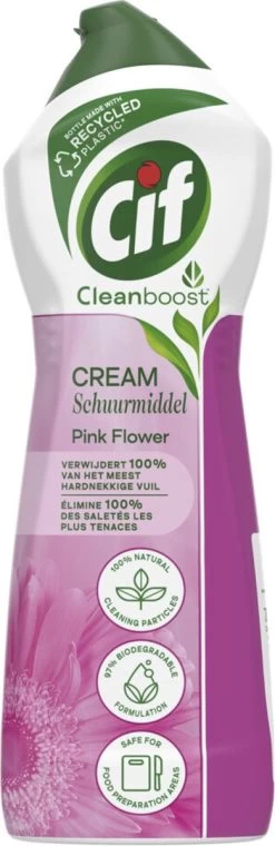 Cif CleanBoost Cream Pink Schuurmiddel - 8 X 750 Ml - Voordeelverpakking -Huishoudelijke Schoonmaak 390x1200