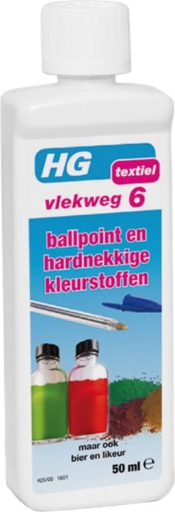 HG Vlekweg 6 - 50ml- Voor O.a. Vlekken Van Ballpoint & Hardnekkige Kleurstoffen -Huishoudelijke Schoonmaak 411x1200