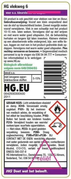 HG Vlekweg 6 - 50ml- Voor O.a. Vlekken Van Ballpoint & Hardnekkige Kleurstoffen -Huishoudelijke Schoonmaak 478x1200 3