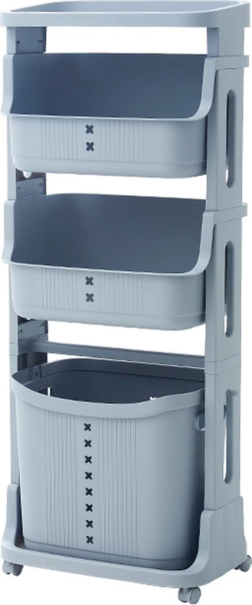 TammaT - Wassorteerder - Wasmand 3 Vakken - Wassorteerder 3 Vakken - Wassorteerder Op Wieltjes - Wasmand - Keukentrolley - Badkamerrek - 43x29x105cm 1 TammaT - Wassorteerder - Wasmand 3 Vakken - Wassorteerder 3 Vakken - Wassorteerder Op Wieltjes - Wasmand - Keukentrolley - Badkamerrek - 43x29x105cm