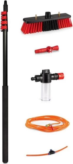 Merkloos Telescoopsteel Ramenwassen 4,6M - Met Borstel & Waterdoorvoer - Voor Ramen - Watertoevoer - Borstel -Huishoudelijke Schoonmaak 535x1200