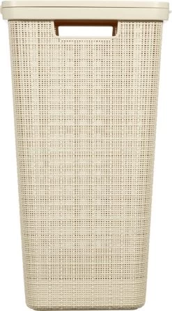 Curver Jute Wasmand Met Deksel 58L - 2 Stuks - Gebroken Wit -Huishoudelijke Schoonmaak 664x1200