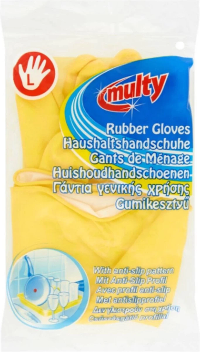 Multy Luxe Huishoudhandschoenen Maat L - Natuurlatex Met Kantoenen Vlokvoering - Anti Slip - Rubberen Handschoenen - Waterdicht - Natuurlijk Latex - Maat L 5 Multy Luxe Huishoudhandschoenen Maat L - Natuurlatex Met Kantoenen Vlokvoering - Anti Slip - Rubberen Handschoenen - Waterdicht - Natuurlijk Latex - Maat L - Afbeelding 5