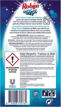 Robijn Intense Morgenfris Droogtrommeldoekjes - 9 X 20 Stuks - Voordeelverpakking -Huishoudelijke Schoonmaak 683x1200