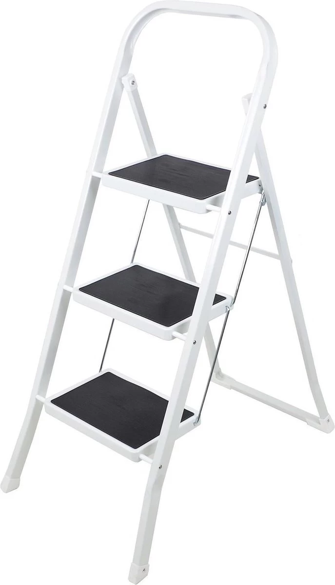 Basic Huishoudtrap 3 Treden - Anti-slip - Max. 150 KG - Anti-Slip Poten 2 Basic Huishoudtrap 3 Treden - Anti-slip - Max. 150 KG - Anti-Slip Poten - Afbeelding 2