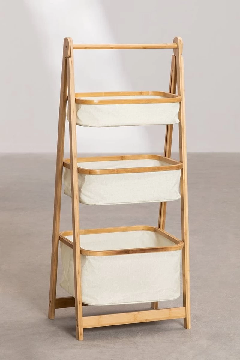 MIRA Home - BOSTIC - Almeria - Bamboe Rek Met 2 Manden - Duurzaam En Veilig Opbergen - Duurzaam - Afmetingen 45x97cm 4 MIRA Home - BOSTIC - Almeria - Bamboe Rek Met 2 Manden - Duurzaam En Veilig Opbergen - Duurzaam - Afmetingen 45x97cm - Afbeelding 4