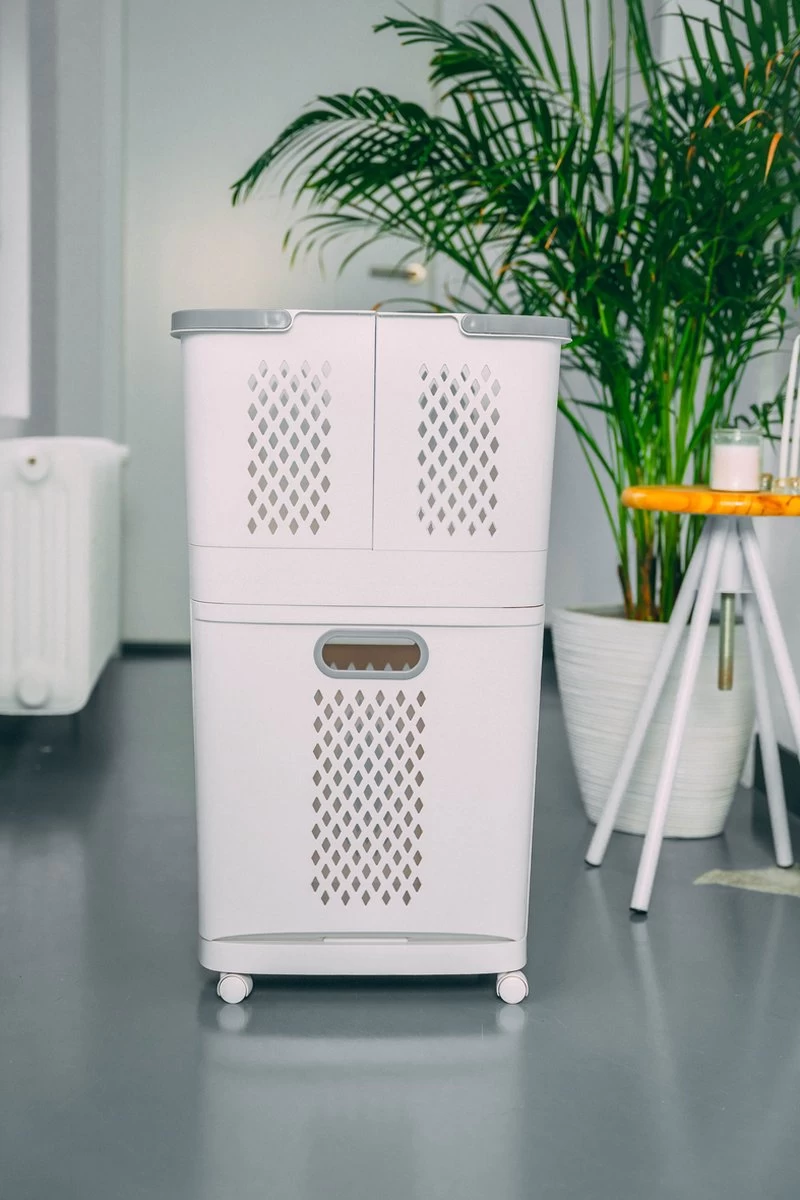 Sens Design Wasmanden Met Deksel - Wassorteerder 3 Vakken Op Wieltjes 15 Sens Design Wasmanden Met Deksel - Wassorteerder 3 Vakken Op Wieltjes - Afbeelding 15