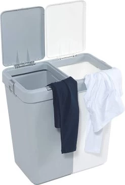 Motek® - Wasmand - 2 Vakken Met Deksel - Met Touch Deksel - Gemaakt Van 100% Gerecycled Kunststof - 80 L - Wasmand Met Deksel - Wassorteerder - Grijs - Wit 17 Motek® - Wasmand - 2 Vakken Met Deksel - Met Touch Deksel - Gemaakt Van 100% Gerecycled Kunststof - 80 L - Wasmand Met Deksel - Wassorteerder - Grijs - Wit -Huishoudelijke Schoonmaak 808x1200 3