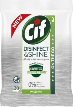 Cif Disinfect & Shine Wipes Original Desinfectie Schoonmaakdoekjes - 12 X 30 Doekjes - Voordeelverpakking -Huishoudelijke Schoonmaak 811x1200