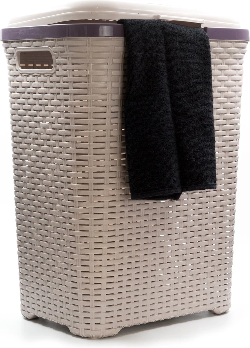 PrimeHome Wasmand Met Deksel – Wassorteerder - Wasbox - Wasmanden Met Deksel - 55 Liter – Kunststof - Roze 2 PrimeHome Wasmand Met Deksel – Wassorteerder - Wasbox - Wasmanden Met Deksel - 55 Liter – Kunststof - Roze - Afbeelding 2