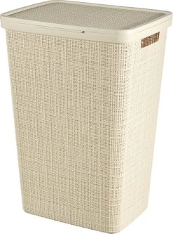 Curver Jute Wasmand Met Deksel 58L - 2 Stuks - Gebroken Wit -Huishoudelijke Schoonmaak 891x1200