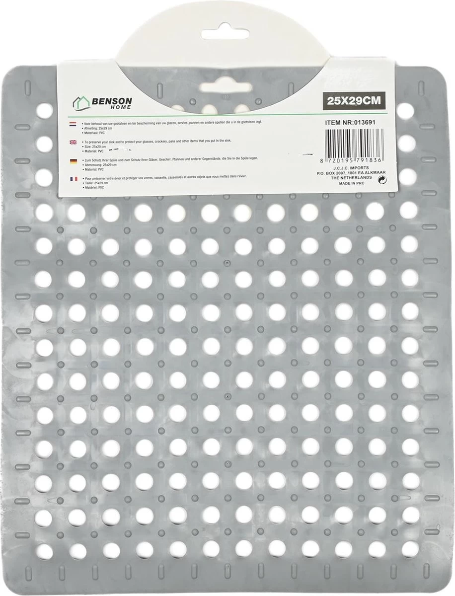 Merkloos Gootsteenmat PVC Vierkant Grijs 28 Cm 3 Merkloos Gootsteenmat PVC Vierkant Grijs 28 Cm - Afbeelding 3