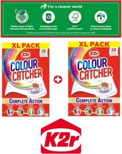 Wasmiddel - K2r Colour Catcher Anti-kleurdoorloop Doekjes 56 Stuks