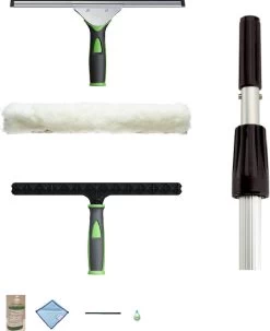 Telescoopsteel Ramen Wassen Raamwisser Met Telescoopsteel Ramenwassen Glazenwassers Set 3 Meter- Pulex Zeemset 45 Cm Met Telescoop Steel 3 Meter-Raamtrekker Vensterwisser