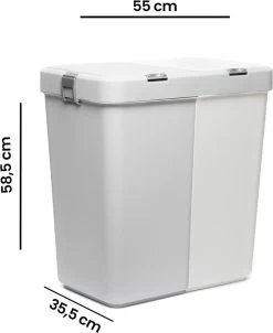 Motek® - Wasmand - 2 Vakken Met Deksel - Met Touch Deksel - Gemaakt Van 100% Gerecycled Kunststof - 80 L - Wasmand Met Deksel - Wassorteerder - Grijs - Wit 21 Motek® - Wasmand - 2 Vakken Met Deksel - Met Touch Deksel - Gemaakt Van 100% Gerecycled Kunststof - 80 L - Wasmand Met Deksel - Wassorteerder - Grijs - Wit -Huishoudelijke Schoonmaak 982x1200