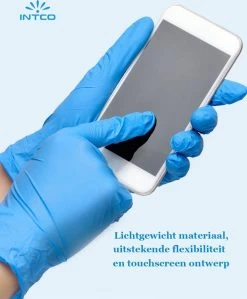 Intco Nitril Handschoenen - 100 Stuks Nitrile Wegwerp Handschoenen - Poedervrij, Latexvrij - Onderzoekshandschoenen - Maat: S - Blauw -Huishoudelijke Schoonmaak 992x1200